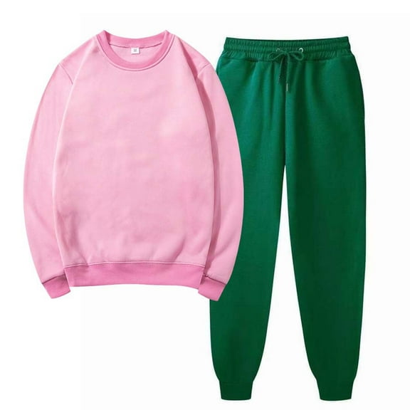 Lilgiuy Women's 2 Piece Outfits Fall Long Sleeve Round Neck Pullover Tops Elastic Drawstring Pants Leisure Sweatsuit Sets for Christmas Party