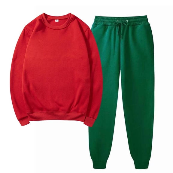 Lilgiuy Women's 2 Piece Outfits Fall Long Sleeve Round Neck Pullover Tops Elastic Drawstring Pants Leisure Sweatsuit Sets for Cold Weather