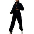 thumbnail image 1 of Lilgiuy Women's 2 Piece Outfits Sweatsuit Casual Solid Color Long Sleeve Half Zip Pullover Oversized Tops Jogger Pants Set with Pockets, 1 of 4