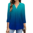 thumbnail image 1 of Lilgiuy Women's 3/4 Sleeve Shirts Autumn Casual V Neck Printing Blouse Tops Sweatshirt Work Wear, 1 of 5