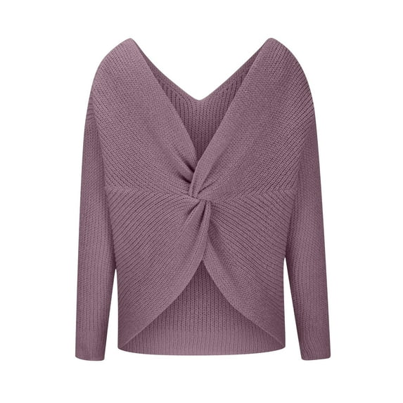 Lilgiuy Women's And Winter Knitted Shirt V-neck Pullover Medium Length Lazy Style Sweater for Gym Exercise