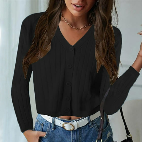 Lilgiuy Women's Autumn And Winter Casual Long Sleeve Solid Color Sweater Tops Blouse Cardigan Winter Fashion 2022