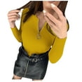 thumbnail image 1 of Lilgiuy Women's Autumn And Winter Casual Zipper Round Neck Long Sleeve Solid Color Sweater Tops Blouse,Yellow,8(L) Fall Fashion for 2022 Spring Winter, 1 of 5