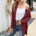 thumbnail image 1 of Lilgiuy Women's Autumn And Winter Solid Color Long Sleeve Cardigan Knitted Sweater Warm Jacket Wine，6 Dresses for 2022, 1 of 5