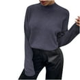 thumbnail image 1 of Lilgiuy Women's Autumn And Winter Casual Button Round Neck Long Sleeve Solid Color Sweater Tops Blouse,Navy,10(XL) Fall Fashion for 2022 Spring Winter, 1 of 4