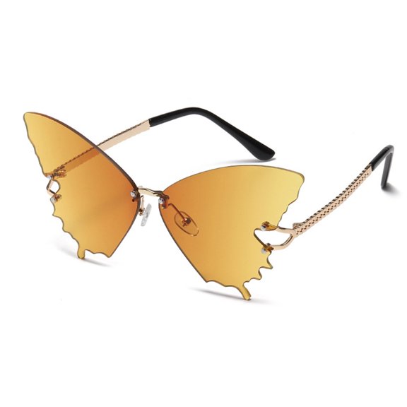Lilgiuy Women's Butterfly Sunglasses Summer Fashion Oversize Rimless Hawaiian Sun Protection Glasses Glam Gifts for Her
