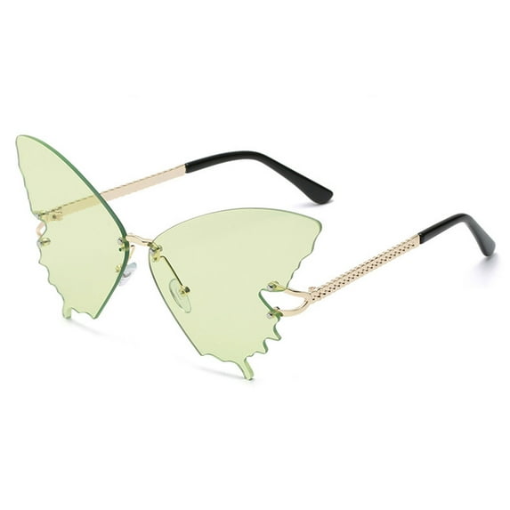 Lilgiuy Women's Butterfly Sunglasses Summer Fashion Oversize Rimless Hawaiian Sun Protection Glasses Glam Gifts for Her