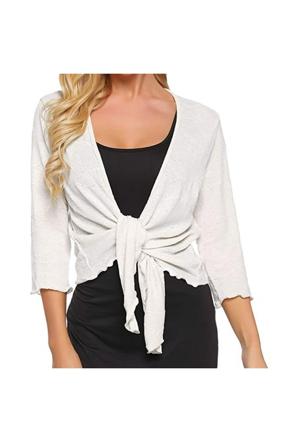 Women's Casual Comfortable Solid Color Three-quarter Sleeves Cardigan Fall Clothes for 2022 Spring Winter