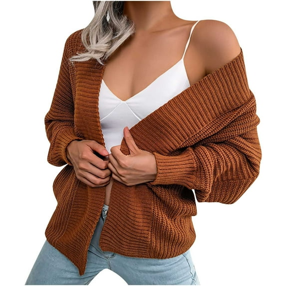 Lilgiuy Women's Casual Lantern Sleeve Long Sleeve Loose Cardigan Sweater Jacket Fall Clothes for 2022 Spring Winter