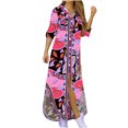 thumbnail image 1 of Lilgiuy Women's Casual Lapel Printing Button Single-Breasted Long-sleeve Shirt Split Long Dress Purple 2022 Fall Winter, 1 of 5