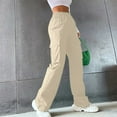 thumbnail image 1 of Lilgiuy Women's Casual Pants Cowboy Pocket Straight Cylinder Overalls Solid Color Lightweight Versatile Going Out Pants, 1 of 5