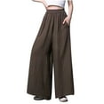 thumbnail image 1 of Lilgiuy Women's Casual Pants High Waist Solid Color Comfortable Button Decoration for Hiking Biker Golf, 1 of 4