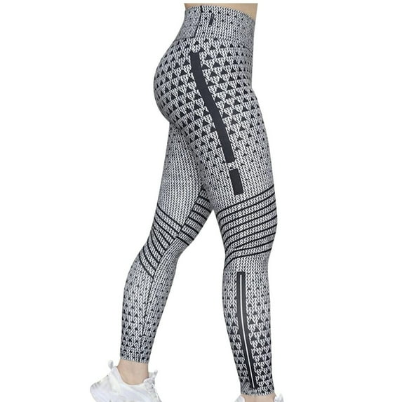 Lilgiuy Women's Casual Printed Yoga Pants High Waist Loose Straight Long Pants All Around Tummy Control Pants