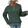 thumbnail image 1 of Lilgiuy Women's Casual Round-Neck Long Sleeve Tops Blouse,Army Green,4(S) Fall Fashion for 2022 Spring Winter, 1 of 5