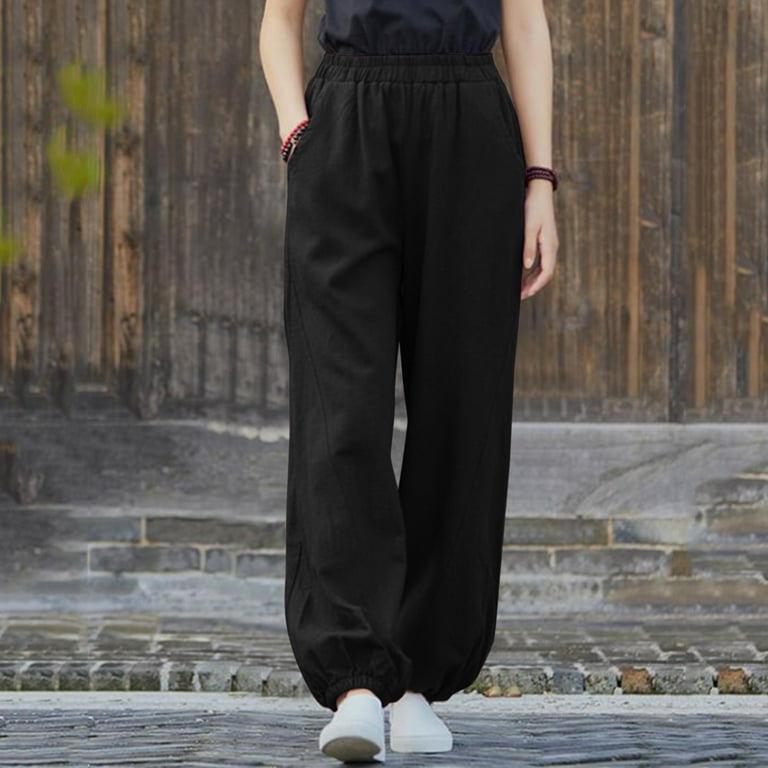 Slim leg linen pants online