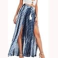 thumbnail image 1 of Lilgiuy Women's Casual Tassel Lace Up Printed Split Wide Leg Pants Petite Classic Proportioned Pant, 1 of 5