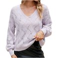 thumbnail image 1 of Lilgiuy Women's Casual V-Neck Solid Color Long Sleeve Tops Blouse,Purple,8(L) Winter Clothes for 2022, 1 of 5