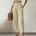 thumbnail image 1 of Lilgiuy Women's Casual Wide Leg Pants Solid Elastic Waist Loose Long Pants With Pocket for Office Work Business, 1 of 5