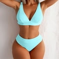 thumbnail image 1 of Lilgiuy Women's Charming Bikini Solid Set Swimsuit Two Piece Filled Bra Swimwear Beachwear Spring Summer Beach Style Vacation Bathing Suit Clothes, 1 of 5