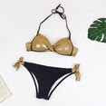 thumbnail image 1 of Lilgiuy Women's Charming Split Bikini Two-Piece Solid Color Beach Padded Bra Swimsuit High Waisted Swimwear Clearance on Sales, 1 of 4