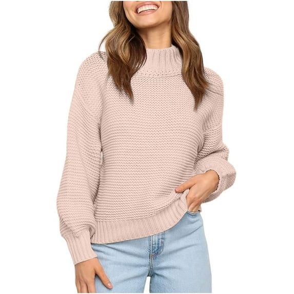 Lilgiuy Women's Christmas Sweater Round Neck Knitted Casual Fashion Long Sleeve Top Solid Color Sweater for Party Club Birthday