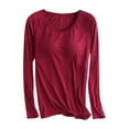 thumbnail image 1 of Lilgiuy Women's Color Household Clothes With Chest Pads T-shirt Long Sleeved Pajama Comfortable Base for External Wear Round Neck for Spa Robe, 1 of 5