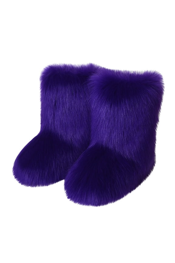 Lilgiuy Women's Color Imitation Animal Boots Plus Cashmere Boots Snow Boots