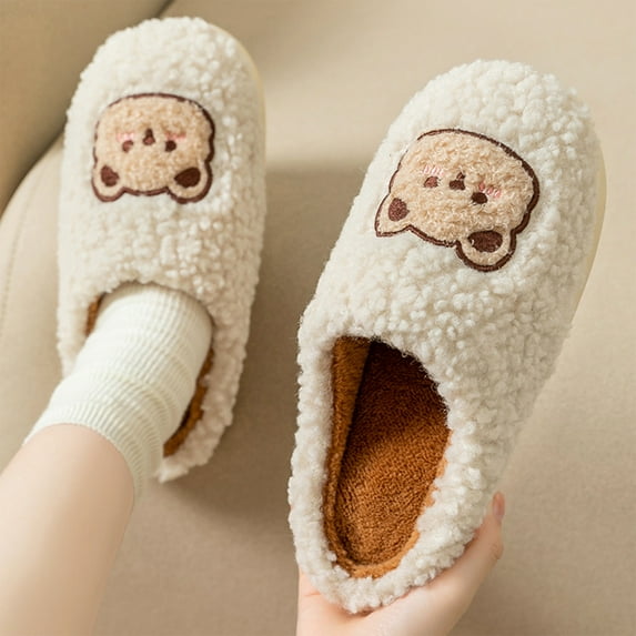 Lilgiuy Women's Cute Slippers Warm Winter Slippers Soft Fleece Plush House Indoor Outdoor Slippers for Daily Life