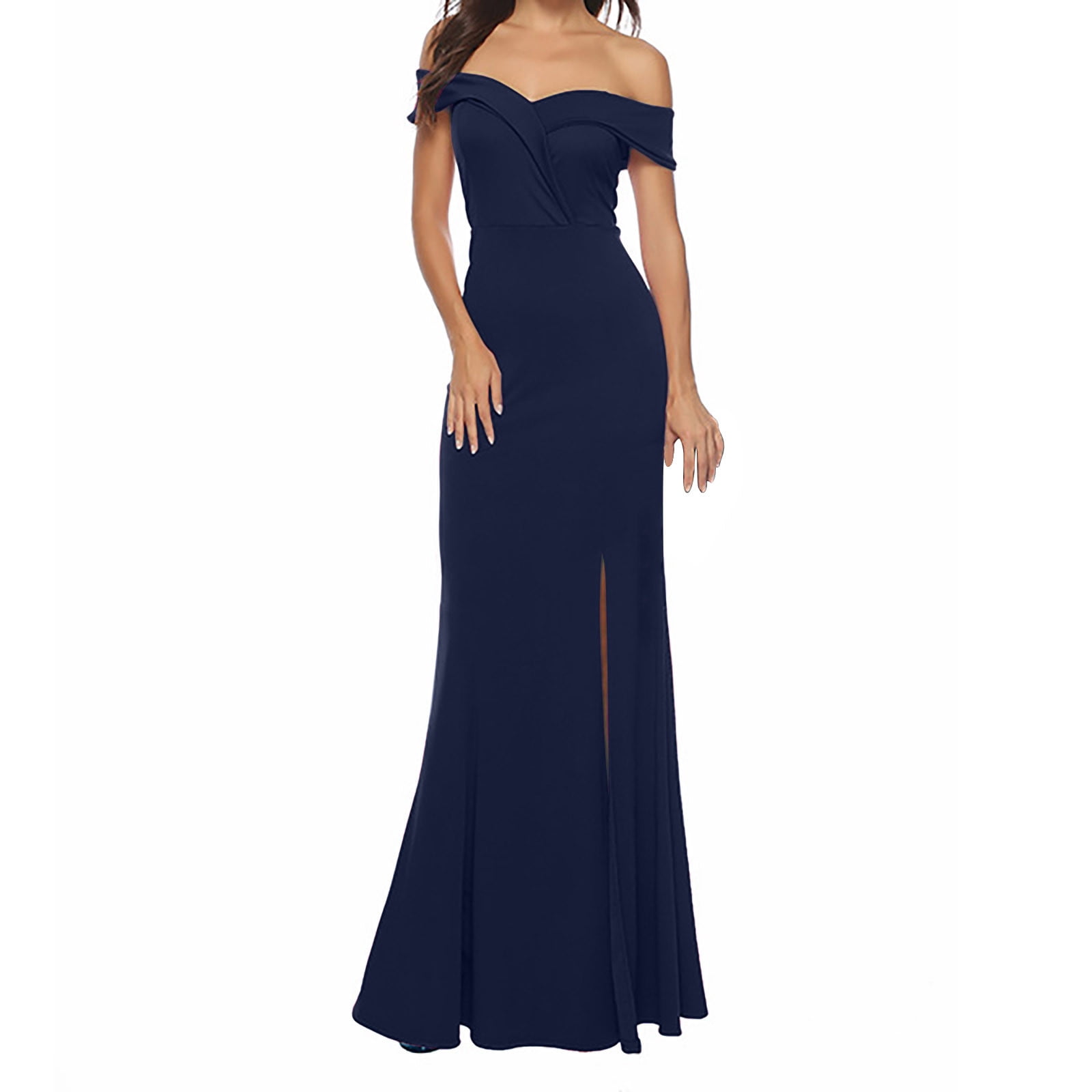 Lilgiuy Women's Elegant Formal Maxi Dress Off Shoulder Wedding Split  Evening Gown Prom Cocktail Party Dresses for for Christmas New Year  Thanksgiving - Walmart.com
