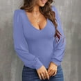 thumbnail image 1 of Lilgiuy Women's Fashion Casual Long Sleeve Comfortable Solid Color Sweatshirt V-Neck Tops Blouse for Women Oversized Boyfriend Style Sweatshirts, 1 of 5