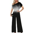 thumbnail image 1 of Lilgiuy Women's Fashion Casual Printing Skew Collar Straps Wide Leg Trousers Jumpsuit Black 10 2022 Fall Winter, 1 of 4