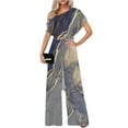 thumbnail image 1 of Lilgiuy Women's Fashion Casual Printing Skew Collar Straps Wide Leg Trousers Jumpsuit Gray 12 2022 Fall Winter, 1 of 4