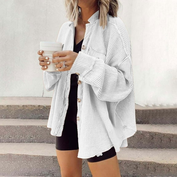 Lilgiuy Women's Fashion Color Cardigan Outwear Suit Coat Long Sleeve Coat for Camping Hiking