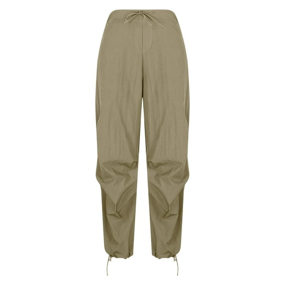 Lilgiuy Women's Fashion Cropped Pants, Sports Casual Pants, Solid Color Loose Fitting Pants for Hiking Other Activities