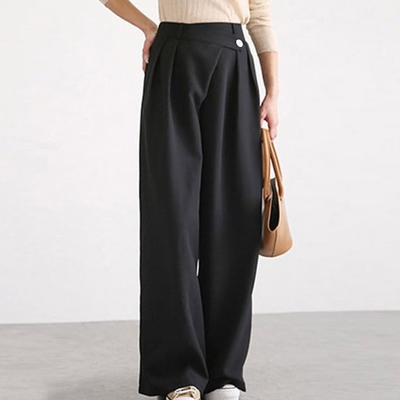 Lilgiuy Women's Fashion High Waist Wide Leg Pants Solid Color Versatile Casual Suit Pants for Photoshoot Holiday Birthday