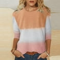 thumbnail image 1 of Lilgiuy Women's Fashion Printed T-shirt Mid-length 3/4 Sleeves Blouse Round Neck Casual Tops Streetwear, 1 of 5