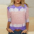 thumbnail image 1 of Lilgiuy Women's Fashion Printed T-shirt Mid-length 3/4 Sleeves Blouse Round Neck Casual Tops for Work Office Business, 1 of 5