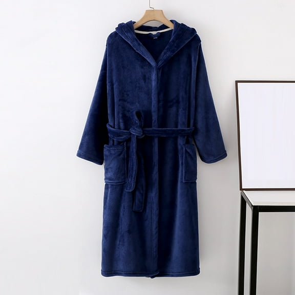 Lilgiuy Women's Fashion Robe Bathrobe Lengthening Keep Warm Lapel Same Style for Men and Women Long Sleeve Pajama Gifts for Your Girlfriend Wife Mom