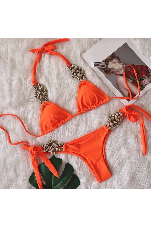 Women's Fashion Soild Bikini Set Swimsuit Two Piece Filled Soild Swimwear Beachwear Skin Friendly Lightweight Leisure Swimsuit