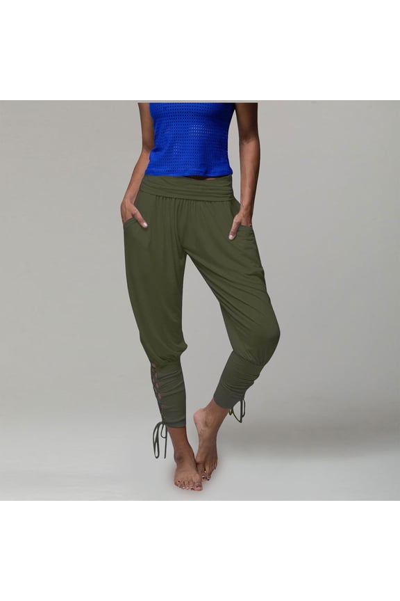 Women's Fashion Solid Color Pocket Slim Fit Casual Yoga Sports Pants Trousers for Office Work Business