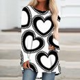 thumbnail image 1 of Lilgiuy Women's Fashion Valentine's Day Printed Round Neck Pleated Button Long Sleeve Women's Top for Leggings Modern Fit, 1 of 5