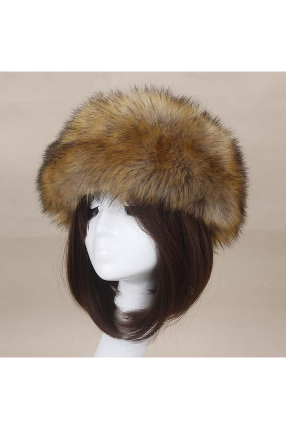 Women's Faux Fur Headwraps Hats Ear Cover Spring Autumn Protection Hat Casual Winter Warm Furry Annulus Caps
