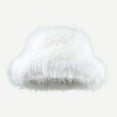 thumbnail image 1 of Lilgiuy Women's Fuzzy Wide Brim Faux Fur Bucket Hat Casual Solid Color Soft Comfortable Winter Warmer Fisherman Cap for Weddings, Tea Party, Leisure Trips, Churches, Daily Wear, White, 1 of 2