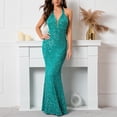thumbnail image 1 of Lilgiuy Women's Halter Neck Lace-Up Backless Sleeveless High Waist Prom Sequin Dress 2022 Fall Winter, 1 of 5