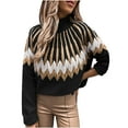 thumbnail image 1 of Lilgiuy Women's High Collar Slim Fit Warm Printed Casual Long Sleeve Knitted Sweater Tops,Black,12 2022 Fall Winter, 1 of 5