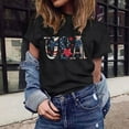 thumbnail image 1 of Lilgiuy Women's Independence Day Shirt Short Sleeve Printed Casual Tops Comforty Crewneck Blouse, 1 of 5