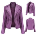 thumbnail image 1 of Lilgiuy Women's Lapel Motor Jacket Coat Zip Biker Short Punk Cropped Tops Purple，4（S） Winter Fashion 2022, 1 of 4