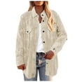 thumbnail image 1 of Lilgiuy Women's Lapel Solid Color Pocket Button Coat Recreational Long Sleeve Cardigan Tops Winter Fashion 2022, 1 of 5