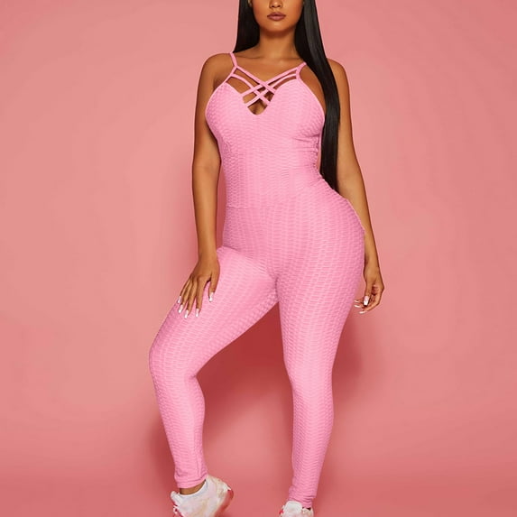 Lilgiuy Women's Large Size Backless Yoga Exercise Fitness Pants Skinny Jumpsuit for Beach Hawaiian