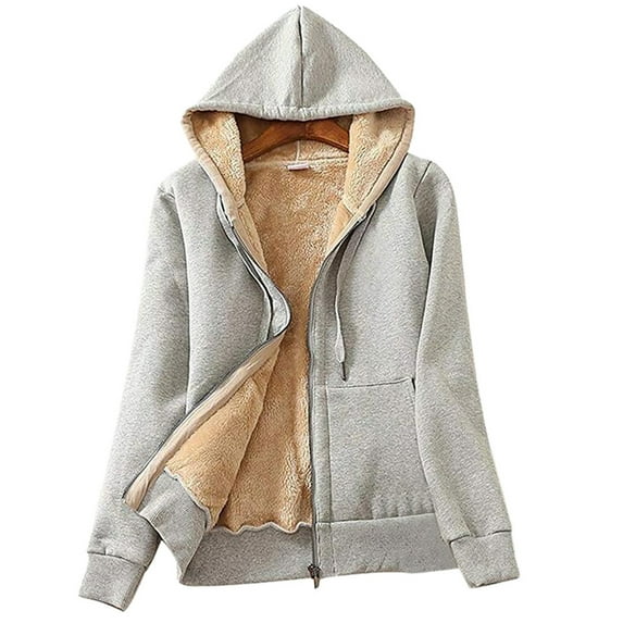 Lilgiuy Women's Long Hoodies Coats Tunic Winter Warm Fleece Sherpa Lined Zip Up Hooded Sweatshirt Jacket Coat